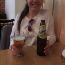 A Brazilian beauty with a Bulgarian beer